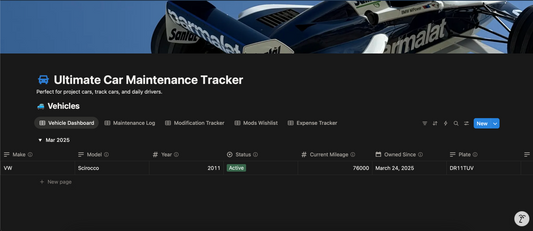 Ultimate Car Maintenance Tracker - Notion Template
